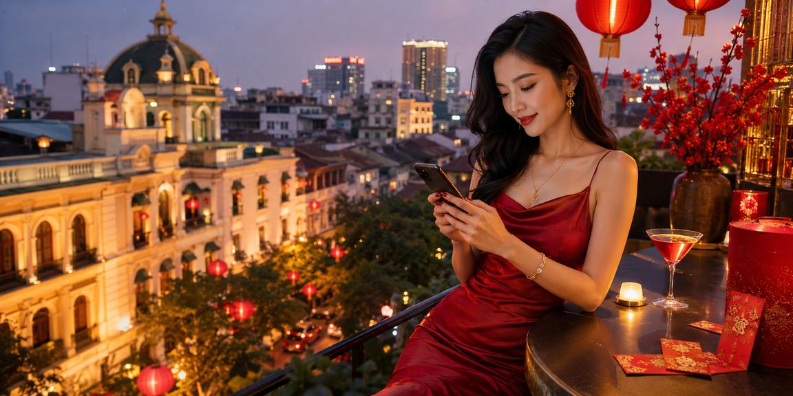 Phong bì đỏ thưởng khuyến mãi Tết tại Hà Nội – không khí lễ hội đèn lồng rực rỡ